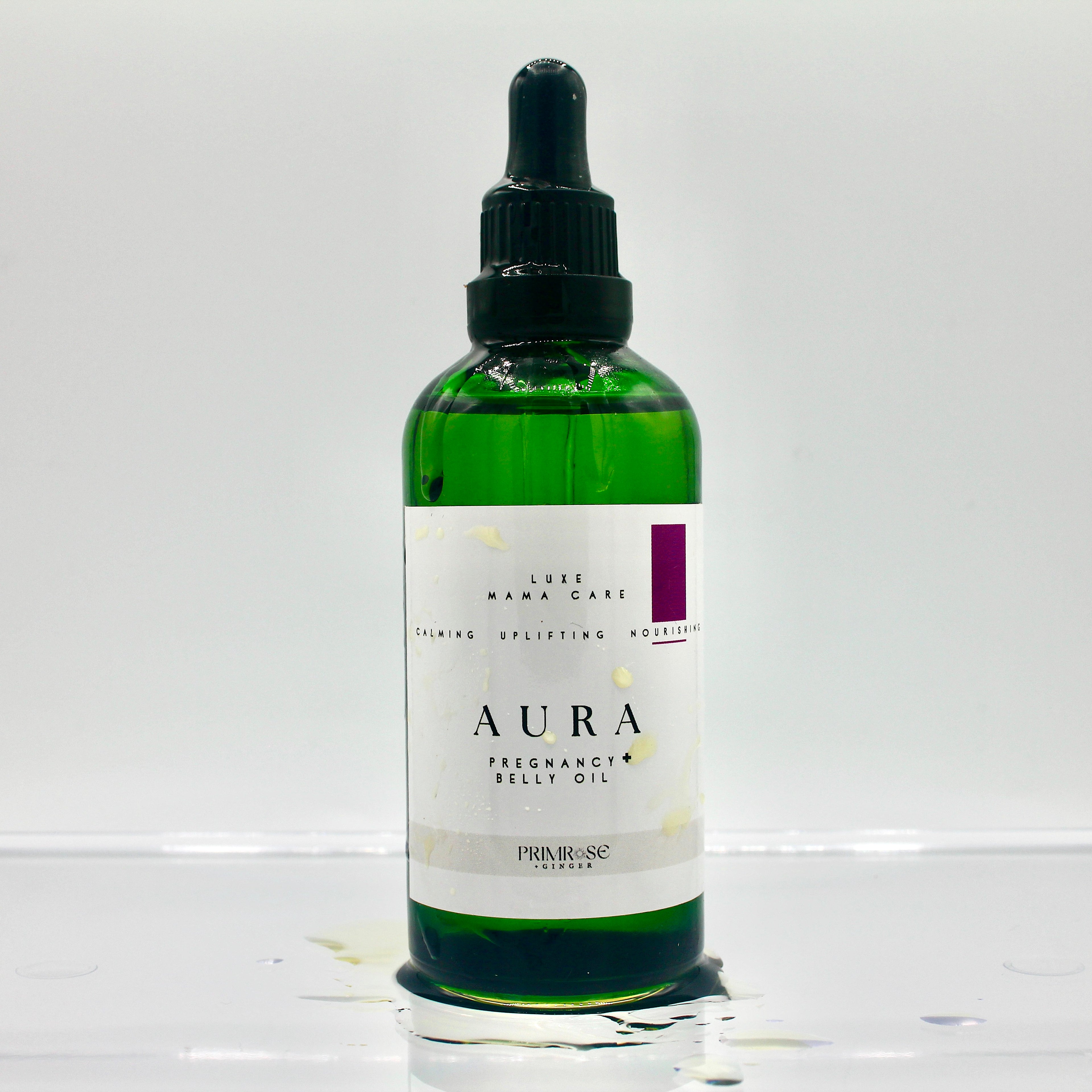 Aura pregnancy body oil for postpartum hydration and skin elasticity