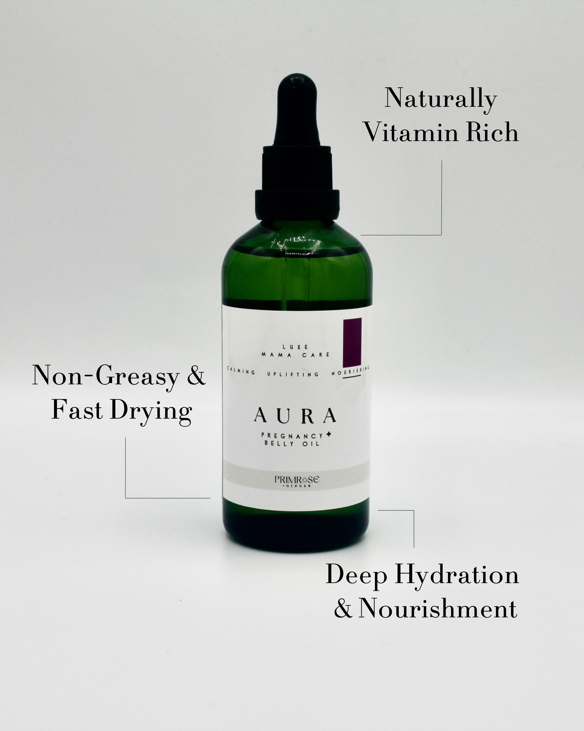 Lightweight pregnancy body oil for nourishing stretched skin